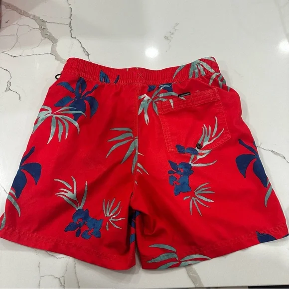 Quiksilver Boys Red Floral “Everyday Mix Volleyball” Swim Trunks Size Large 14 - Picture 2 of 12